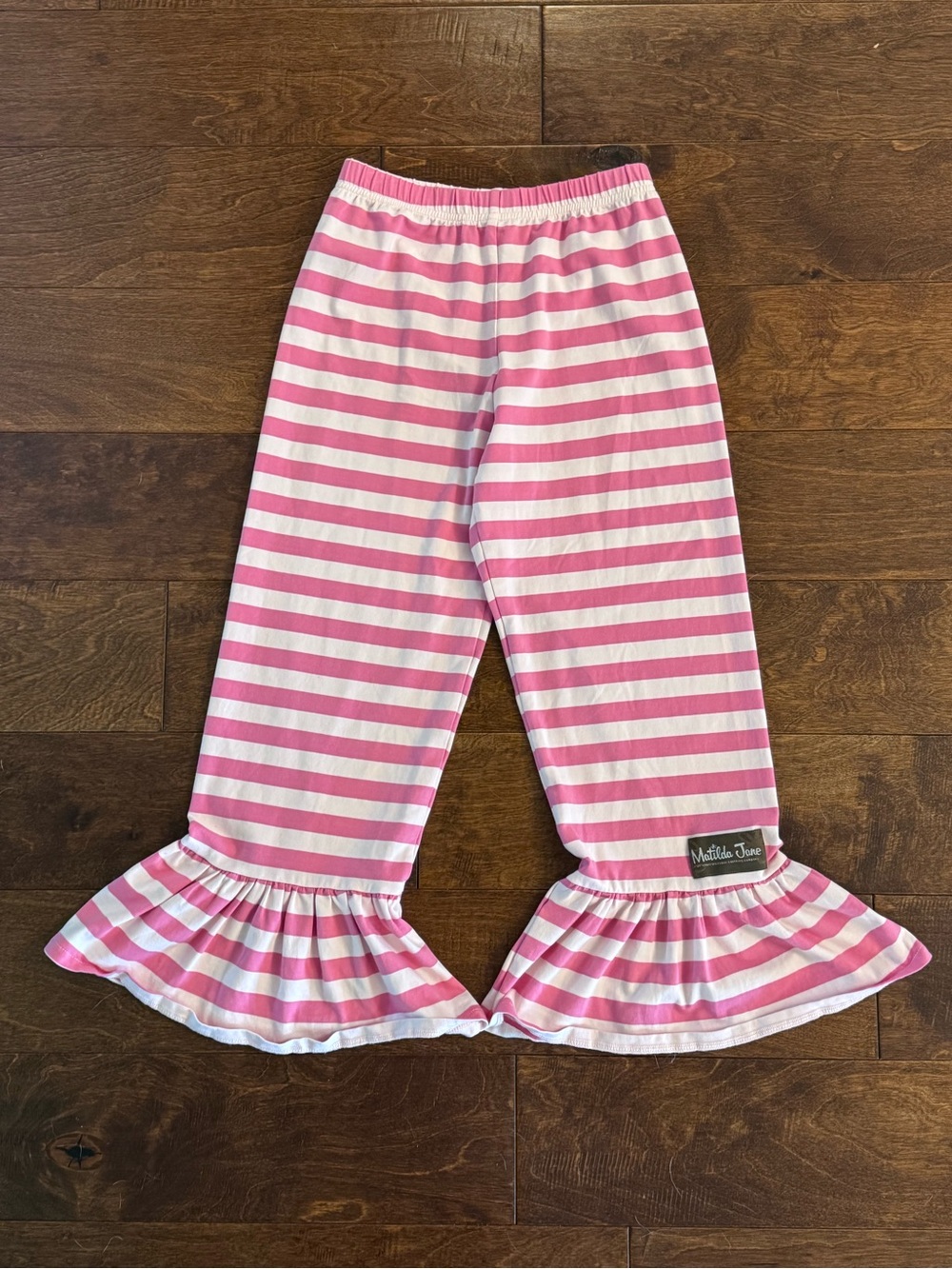 Matilda Jane Pink Striped Ruffle Bottoms - Size 8
